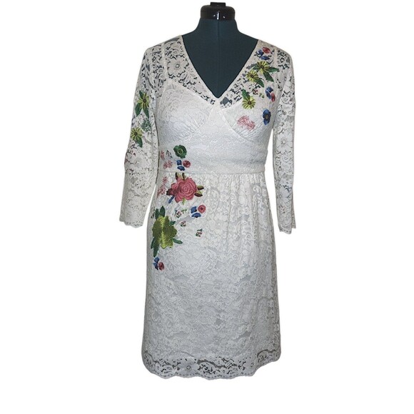 Tracy Reese X Anthropologie Adeline White Lace Embroidered Mini Dress Size 8 - Picture 1 of 6